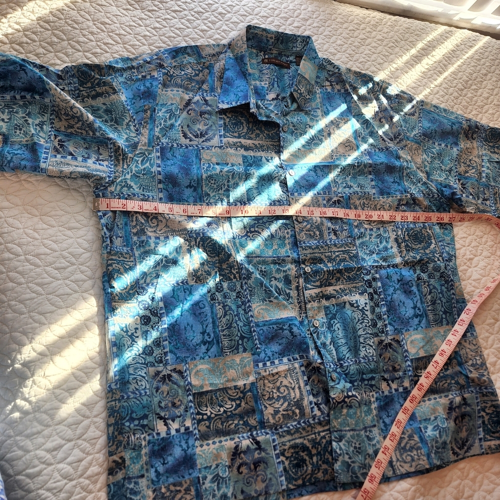 Tori Richard Blue Patterned Casual Button Down Shirt - Picture 5 of 7